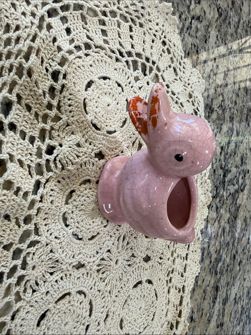 Vintage Pink Ceramic Duck Planter